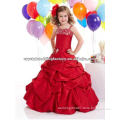 Free shipping beaded red ruched ball gown skirt custom-made pageant kid dress CWFaf4453
